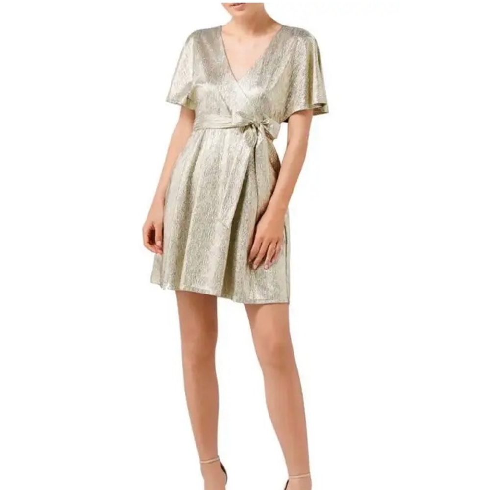 Ever New Melbourne Gold Goil Metallic Party Dress Size 8